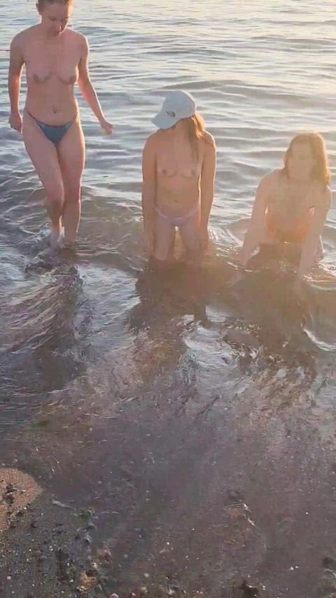 Topless with Friends at a Beach Day
